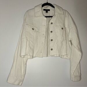 Forever 21 White Cropped Corduroy Jacket